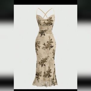 Floral Print Beige Dress